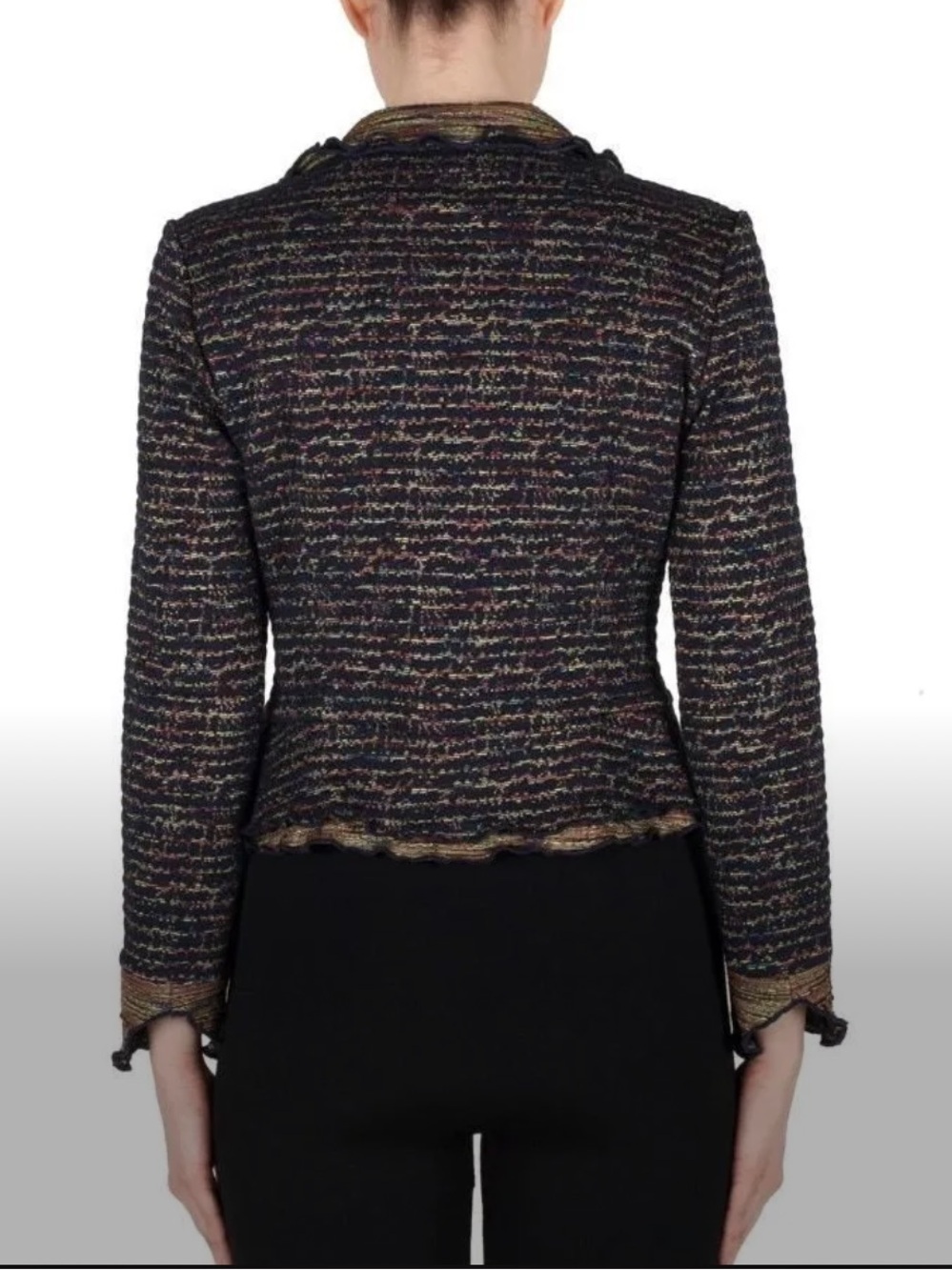 Vintage Joseph Ribkoff Textured Knit Ruffle Jacket – Size 6. - Picture 6 of 16